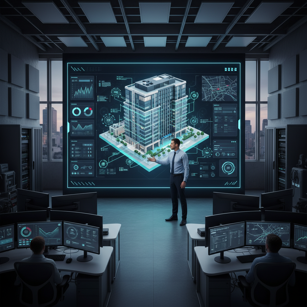 Building automation control room with smart building display